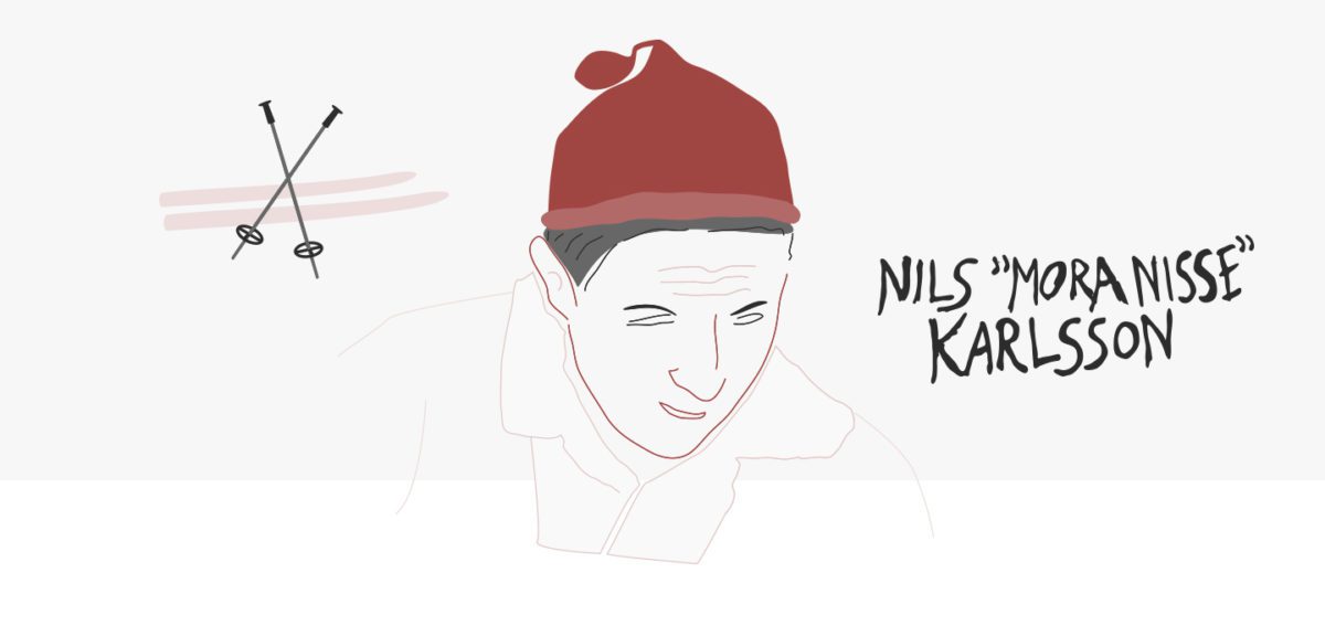 Lars “Mora Nisse” Karlsson with a red cap with a pom-pom