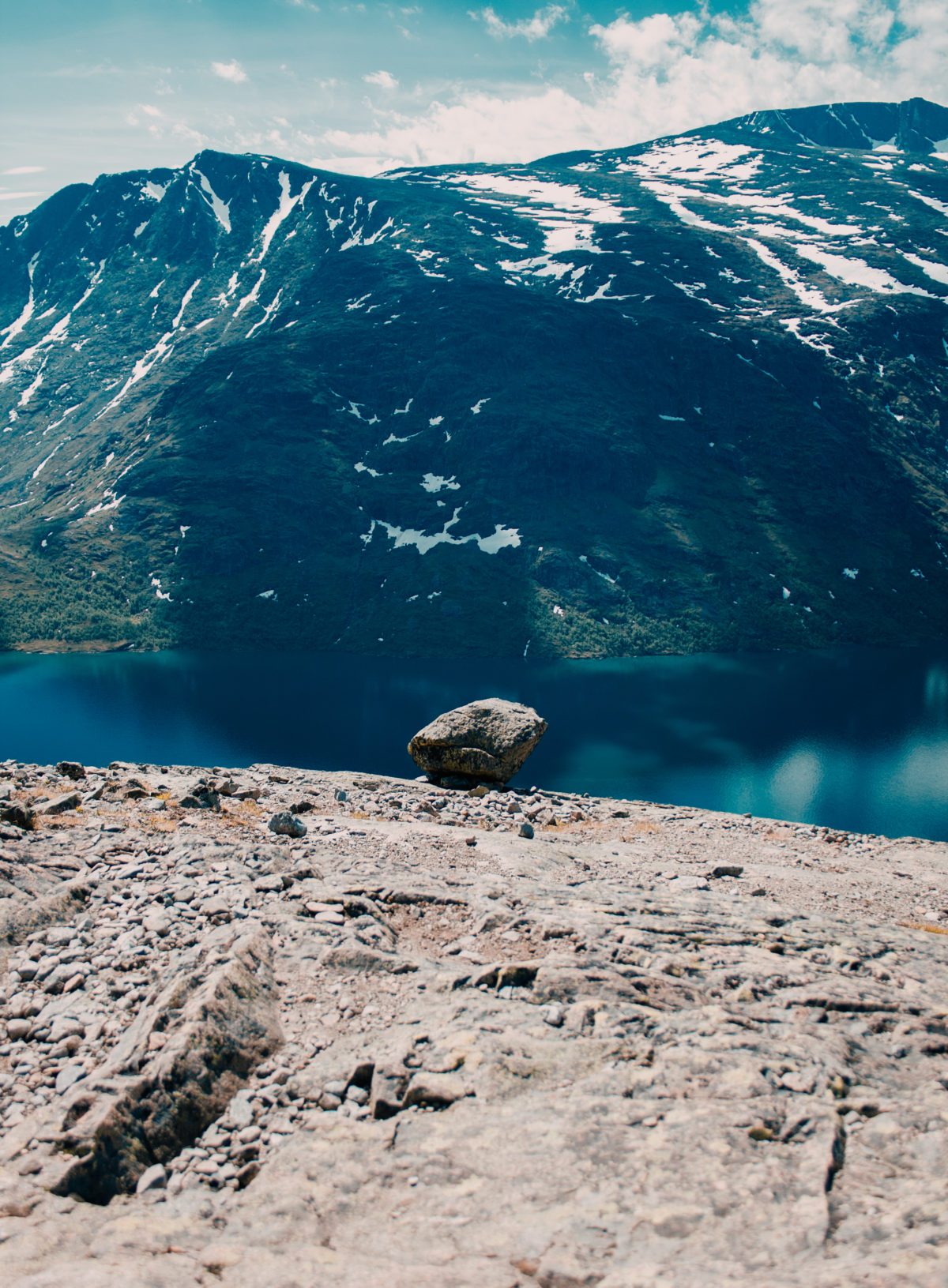 A lone rock by Besseggen, Norway