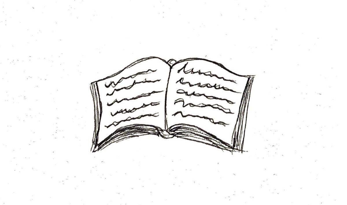 A minimalist drawing of a book.